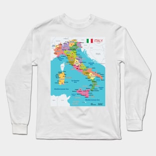 Administrative map of Italy Long Sleeve T-Shirt